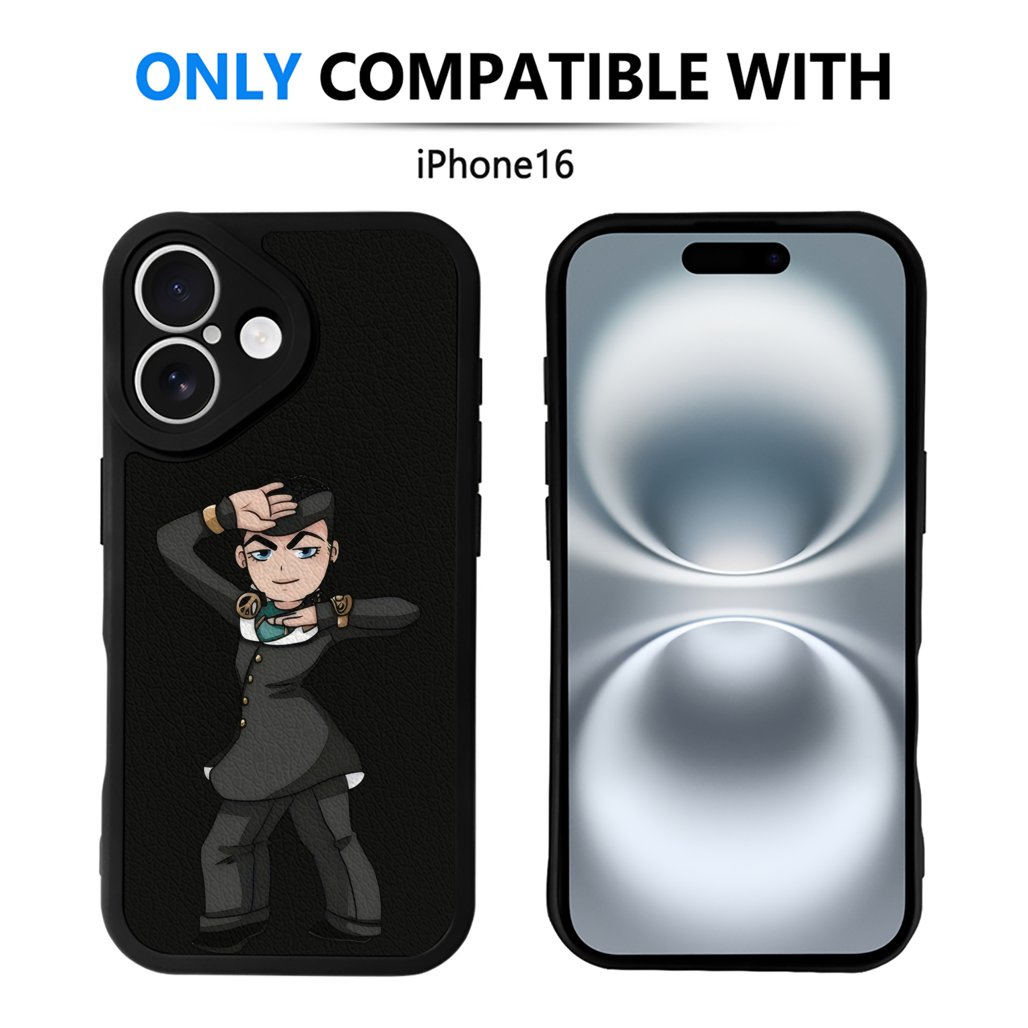 （画像用） ジョジョの奇妙な冒険 ひがしかた じょうすけ JoJo's Bizarre Adventure Higashikata Josuke 【iPhone 16シリーズ対応】シリコンスマホケース（レザー調） 材質：シリコン